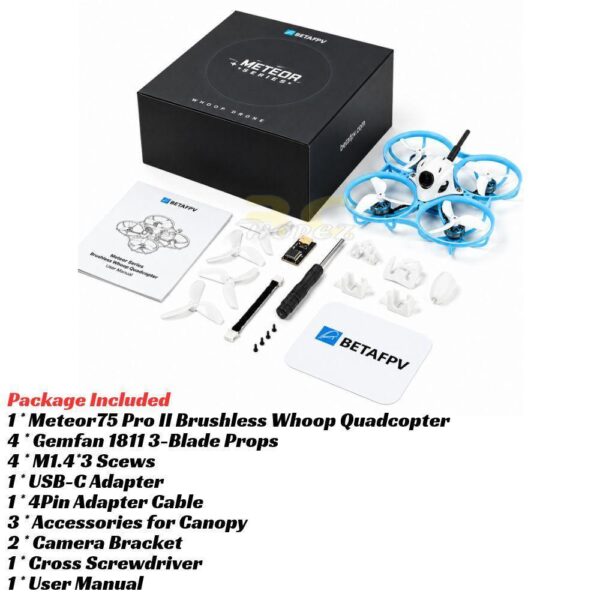 BetaFPV Meteor75 Pro II V2 Analog 75mm 1S Brushless Whoop 173° FOV Air Camera ELRS FPV Drone+RMaster Pocket/T8L