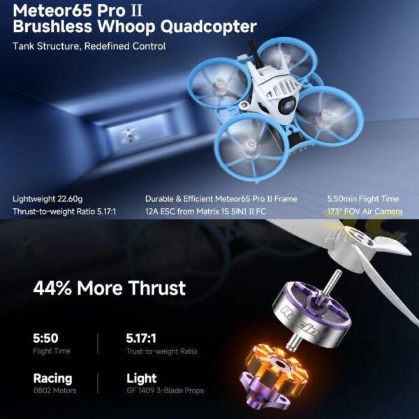 63b2409e441bcbc905479832256d0898.jpeg BetaFPV Meteor65 Pro II V2 Analog 65mm 1S Brushless Whoop 173° FOV Air Camera ELRS FPV Drone+RMaster Pocket/T8L