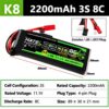 HATE K8 2200mAh 3S 8C 11.1V Lipo Transmitter Battery For RadioLink AT9 AT10 Futaba 10C With Futaba JR JST Plug