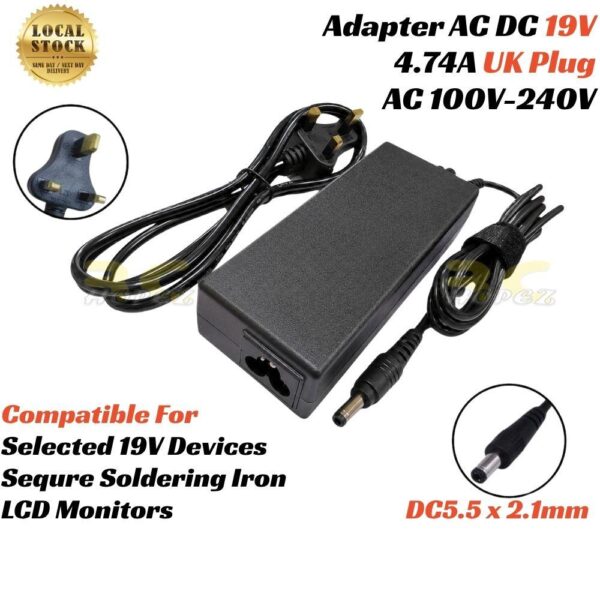 c98a026511170078b6f60759ea208c81.jpeg Power Supply Adapter AC 100-240V 1.5A DC 19V 4.74A Uk Plug for Selected 19V Devices Sequre Soldering Iron LCD Monitors
