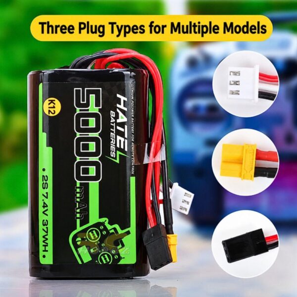 HATE K12 5000mah 2S 8C 7.4V Lipo Transmitter Battery with XT30 JR Futaba Plug For Boxer TX16S TX15 HT5000/8-2S3