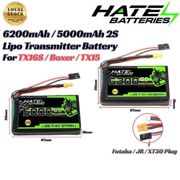 f897feb552ce113193cebaca3aa3f5e9.jpeg HATE K11 K10 6200mah 5000mah 2S 8C 7.4V Lipo Transmitter Battery with Futaba JR XT30 Plug For Boxer TX16S TX15